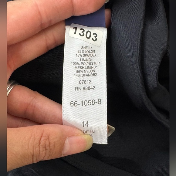 Swimsuits For All Black‎ Halter One Piece Ruched Mesh Side Cutouts Sz 14 - Picture 6 of 10